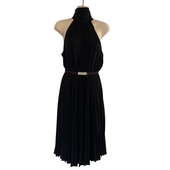 Gorgeous Black Halter Dress with Accordion Pleats – Size 4 – Soft & Elegant - Picture 1 of 16